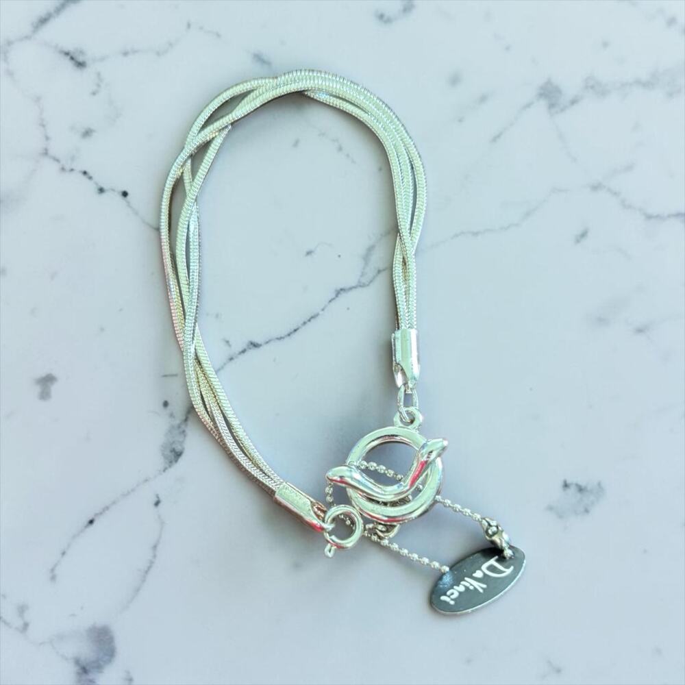 DiVinchi Silver Mesh Bracelet Multi Strand Snake Chain Toggle Clasp NWT 7” - Picture 8 of 10